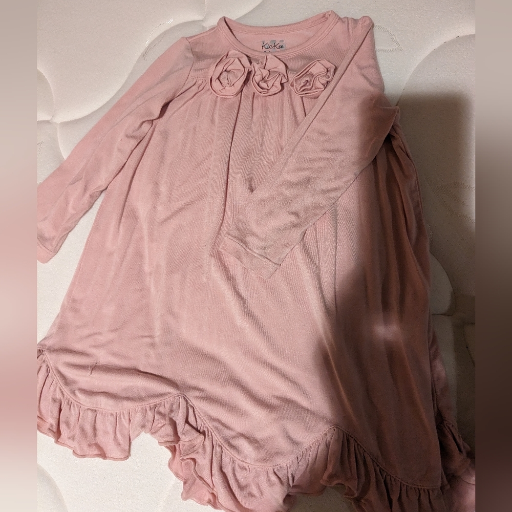 Kickee Pants Long Sleeve Rosette Dress